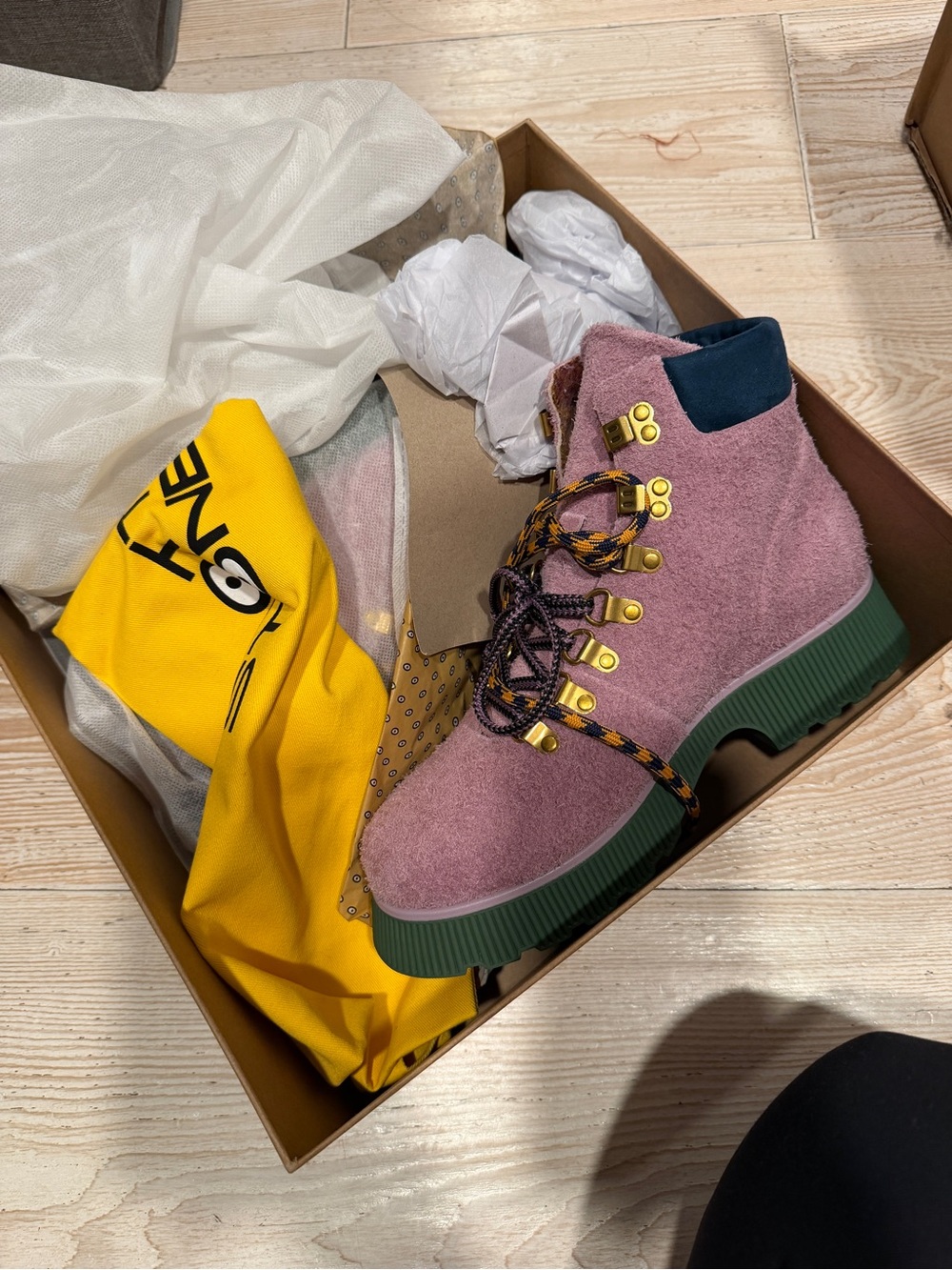 Charlotte Stone Tyler Suede Lace-Up Ankle Boots in Lavender and Green NWT NIB - Picture 2 of 7